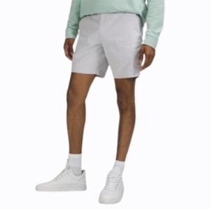 Lululemon Mens Commission Shorts Sz 34 Classic Fit 7" SealGrey Flat Front Preppy